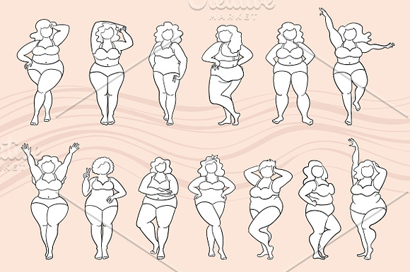 Set on the theme of body positive in Illustrations - product preview 2