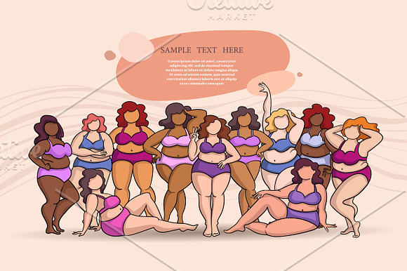 Set on the theme of body positive in Illustrations - product preview 3