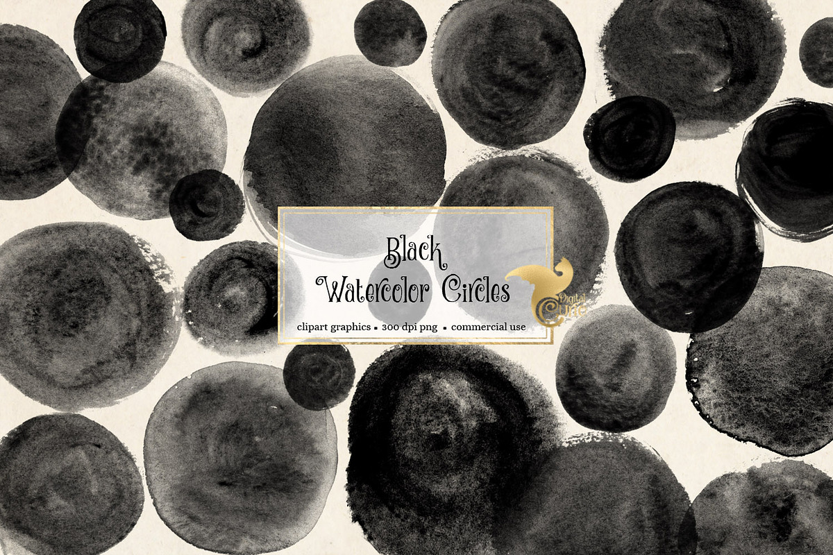 Black Watercolor Circles in Illustrations - product preview 8