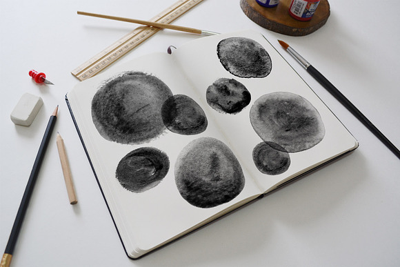 Black Watercolor Circles in Illustrations - product preview 1