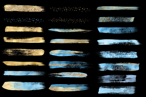 Blue and Gold Brush Strokes in Objects - product preview 3