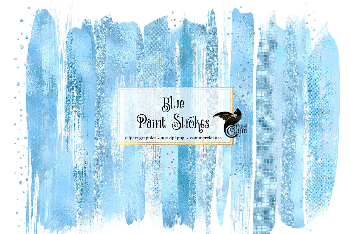 Blue Brush Strokes Clipart in Objects - product preview 8