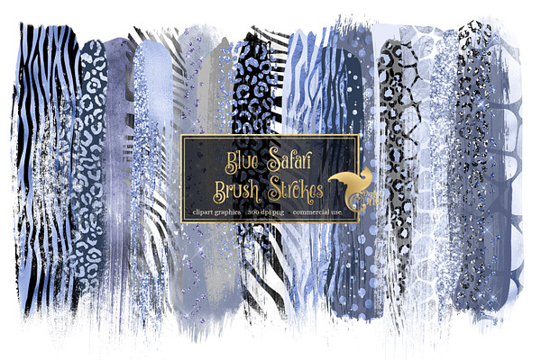 Blue Safari Brush Strokes Clipart