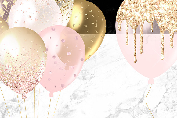 Blush and Gold Balloons Clipart in Illustrations - product preview 4