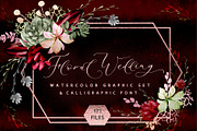 Rustic floral wedding graphic &fonts