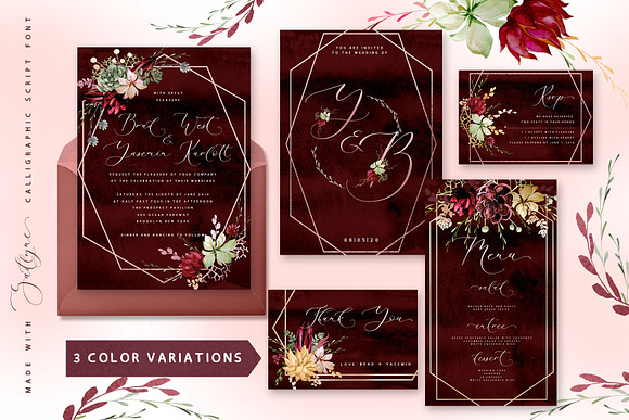 Rustic floral wedding graphic &fonts in Wedding Templates - product preview 1