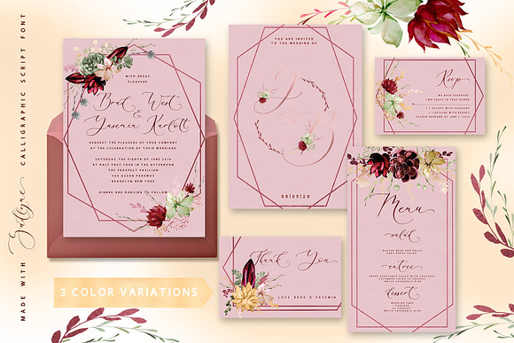 Rustic floral wedding graphic &fonts in Wedding Templates - product preview 3
