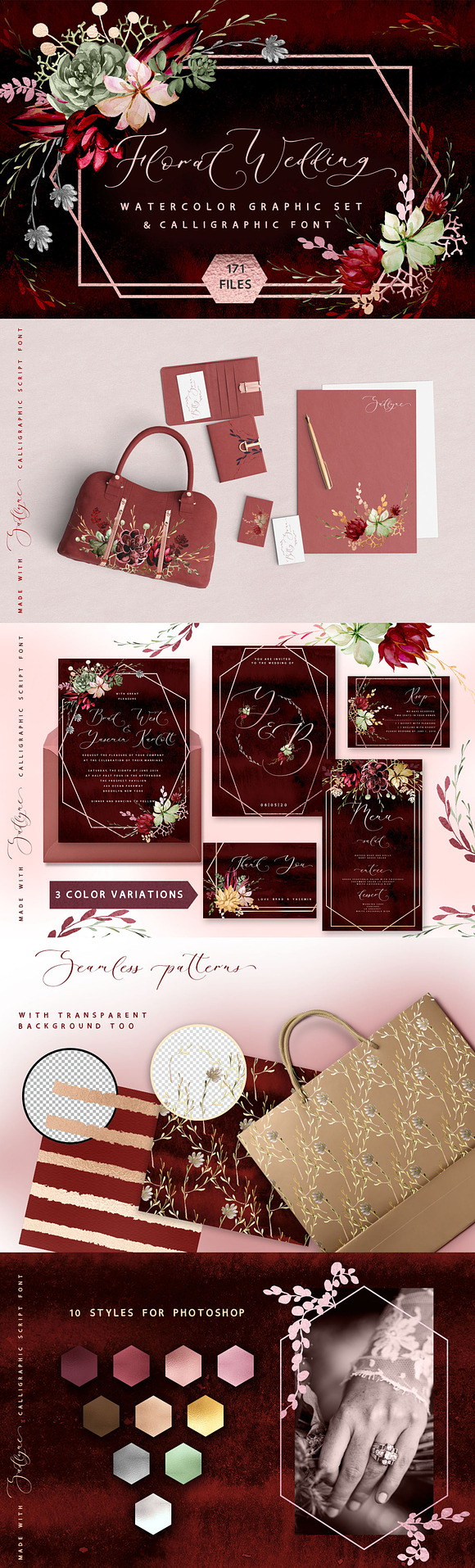 Rustic floral wedding graphic &fonts in Wedding Templates - product preview 21