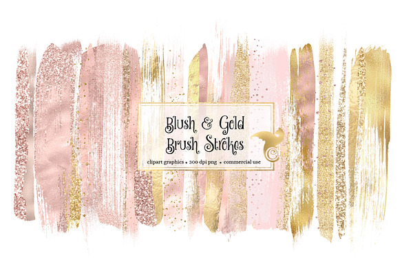 Blush and Gold Brush Strokes