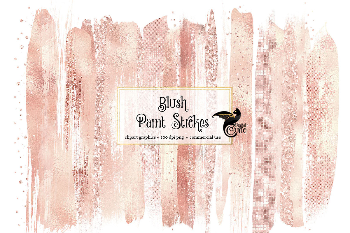Blush Paint Strokes Clipart in Illustrations - product preview 8