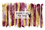 Burgundy and Gold Brush Strokes