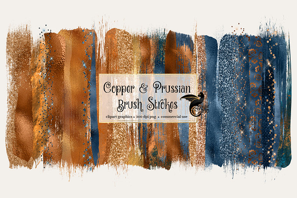 Copper and Prussian Brush Strokes