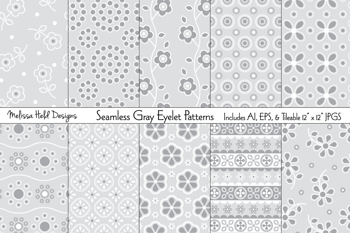 Seamless Gray Eyelet Patterns in Patterns - product preview 8