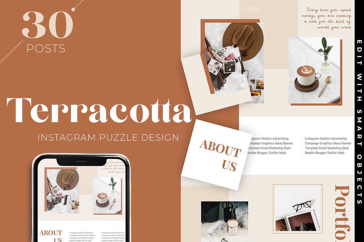 Terracotta Instagram Puzzle Grid in Instagram Templates - product preview 8