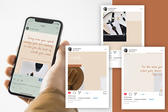 Terracotta Instagram Puzzle Grid in Instagram Templates - product preview 5