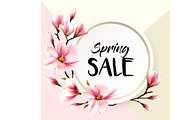 Spring sale background with flowers