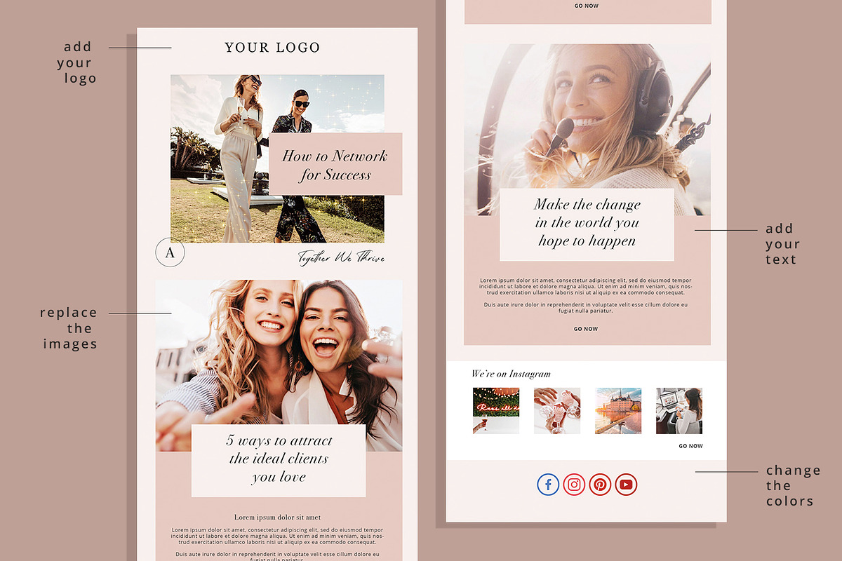 Blush Vibes Email Template in Mailchimp Templates - product preview 8