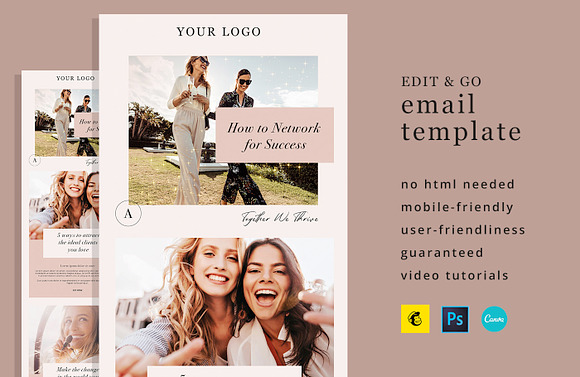 Blush Vibes Email Template in Mailchimp Templates - product preview 3