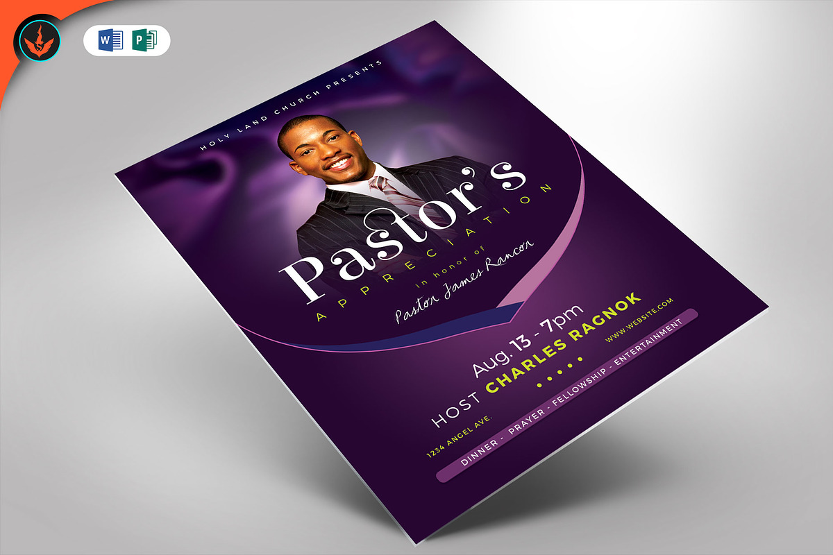 Lavender Pastor Appreciation Flyer in Flyer Templates - product preview 8