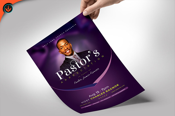Lavender Pastor Appreciation Flyer in Flyer Templates - product preview 1