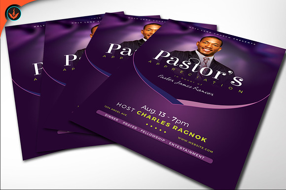 Lavender Pastor Appreciation Flyer in Flyer Templates - product preview 2