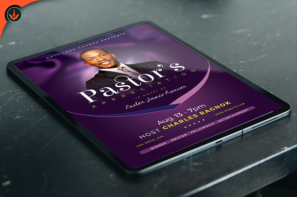 Lavender Pastor Appreciation Flyer in Flyer Templates - product preview 4