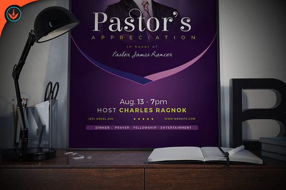 Lavender Pastor Appreciation Flyer in Flyer Templates - product preview 5