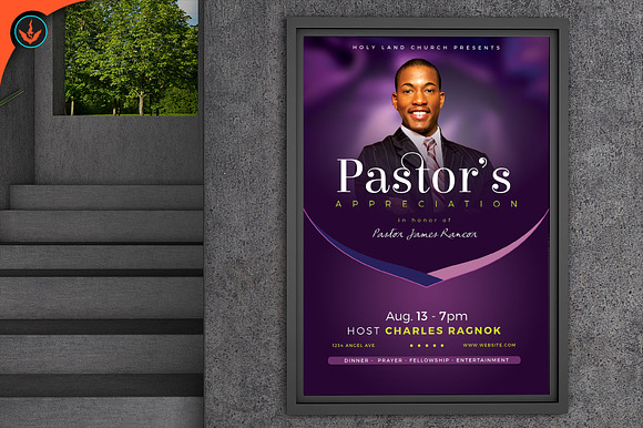 Lavender Pastor Appreciation Flyer in Flyer Templates - product preview 6