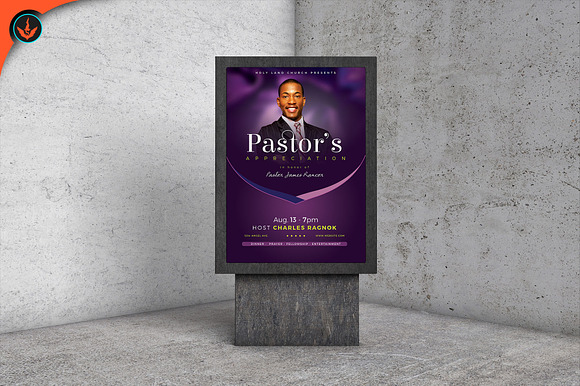 Lavender Pastor Appreciation Flyer in Flyer Templates - product preview 7