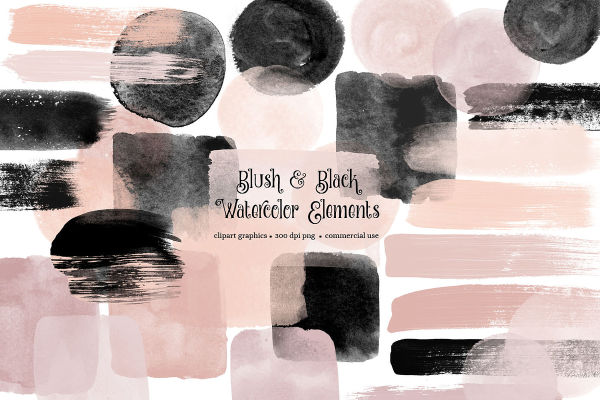 Blush and Black Watercolor Elements in Illustrations - product preview 8