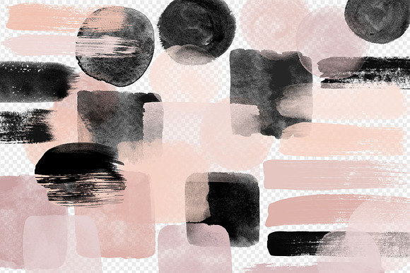 Blush and Black Watercolor Elements in Illustrations - product preview 1