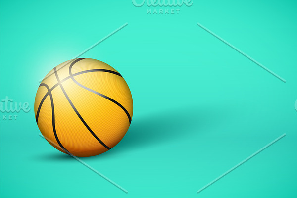 Basketball ball on pastel blue