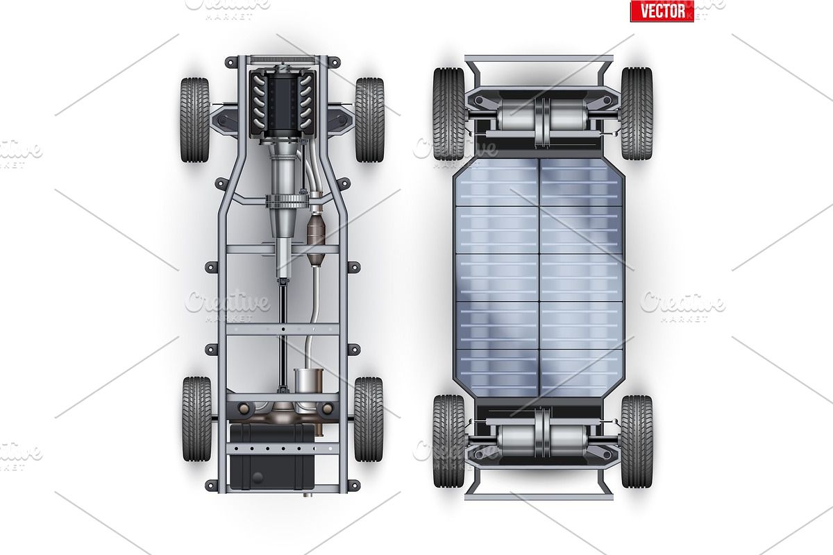 Set of Car rolling Chassis in Illustrations - product preview 8