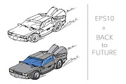 Hand drawn car from future. Vector