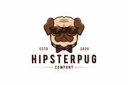 Hipster Pug Dog Logo Template
