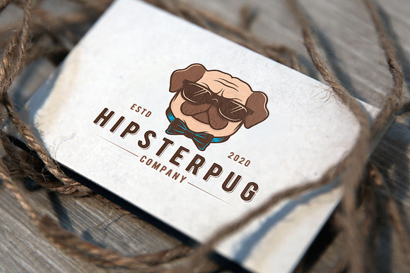 Hipster Pug Dog Logo Template in Logo Templates - product preview 2