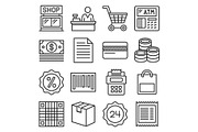 Finance and Shopping Icons Set. Line