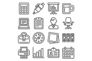 Office Supplies Icons Set on White