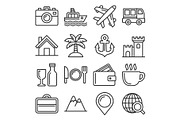 Travel and Transport Icons Set. Line