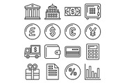 Banking and Finance Icons Set. Line