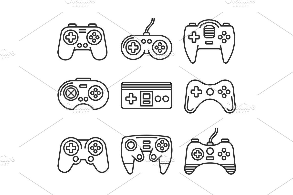 Gamepads Icon Set on White in Objects - product preview 8