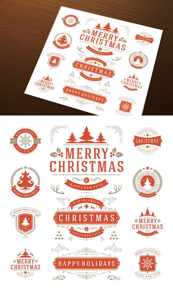 10 Christmas labels and badges in Illustrations - product preview 1