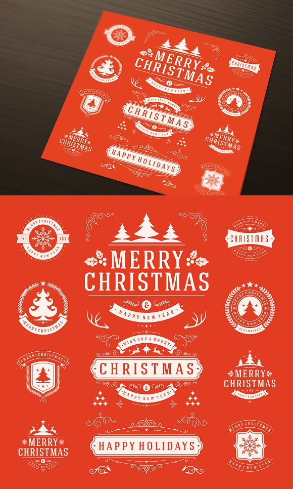 10 Christmas labels and badges in Illustrations - product preview 2