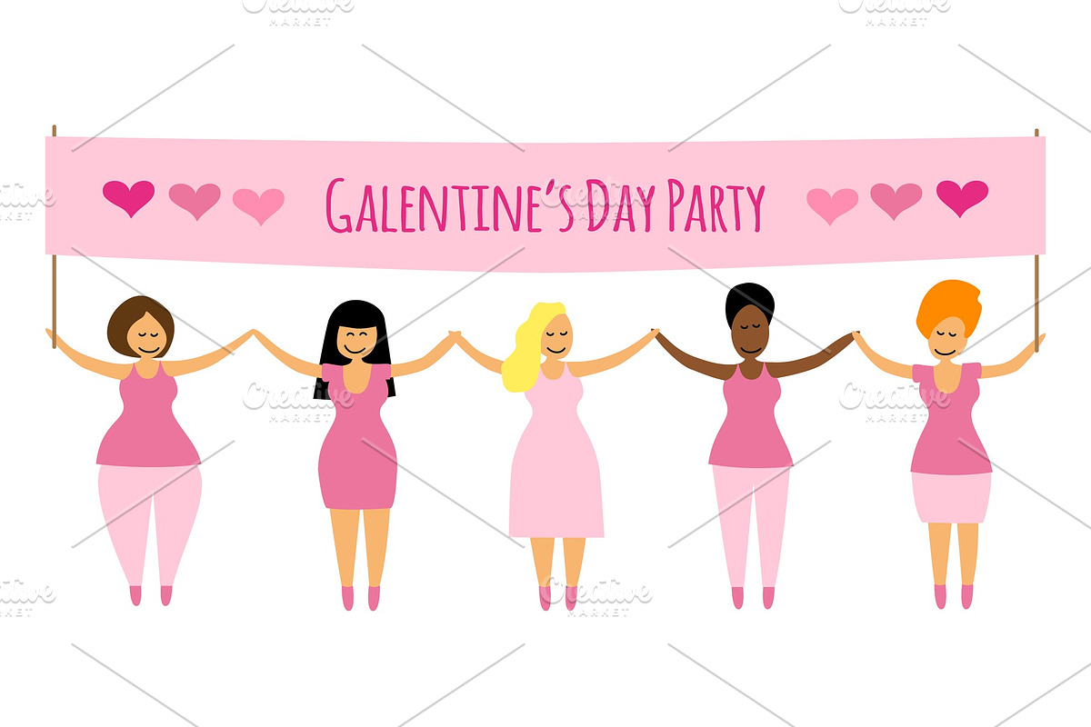 Galentine's Day Party banner with in Illustrations - product preview 8