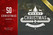 50 Christmas labels and badges