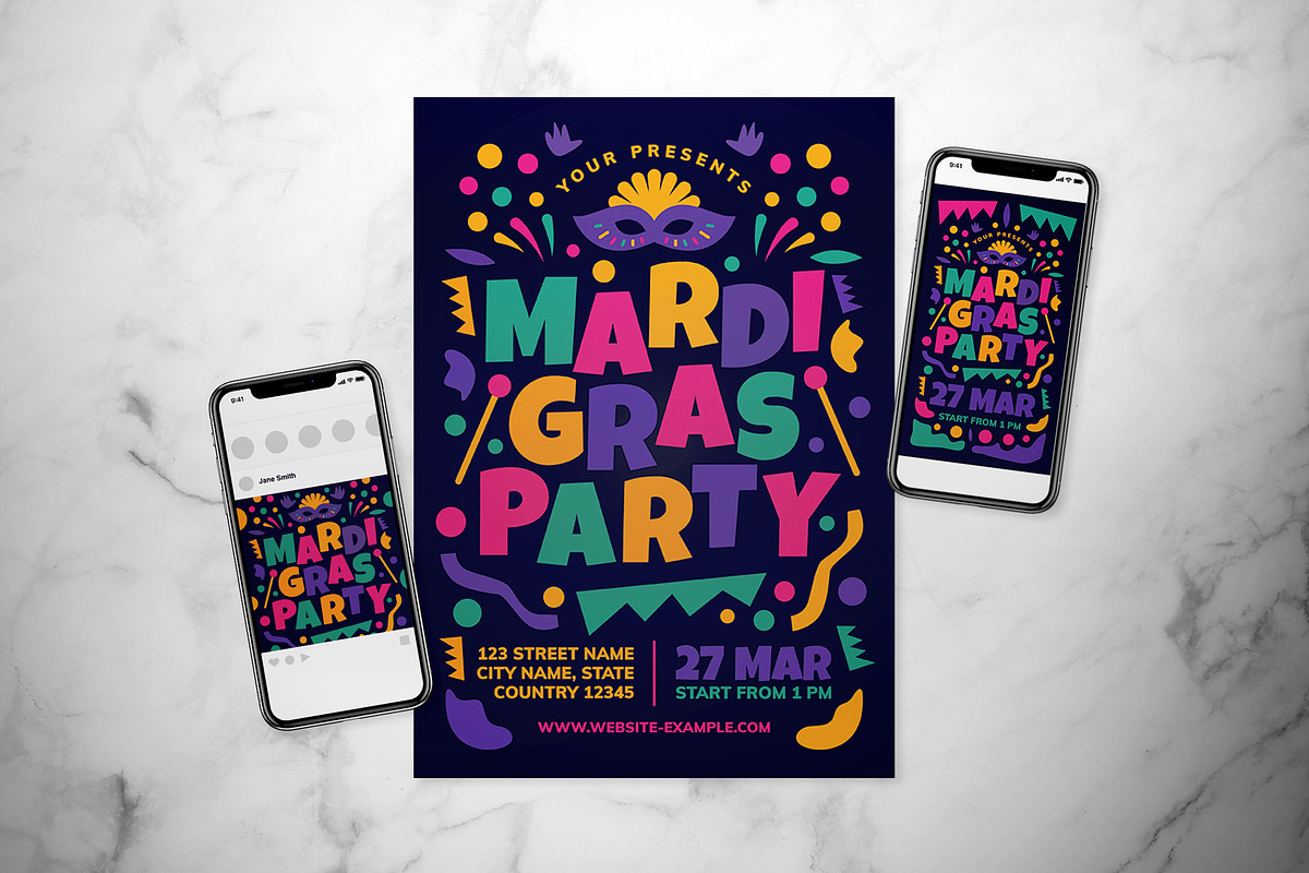 Mardi Gras Flyer Set in Flyer Templates - product preview 8