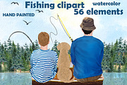 Fishing clipart, Boy and Dad fishing