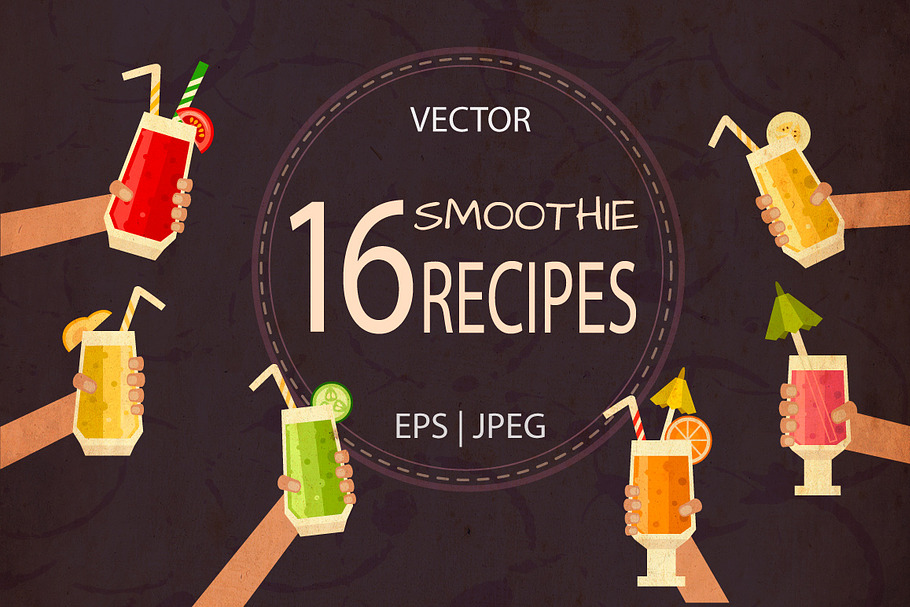 16 vector smoothie recipes in Illustrations - product preview 8