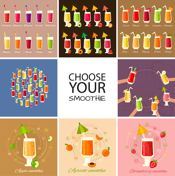 16 vector smoothie recipes in Illustrations - product preview 2