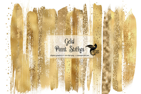 Gold Paint Strokes Clipart